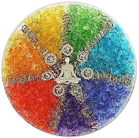 Disque Énergetique Orgonite 7 Chakras avec symbole Méditation