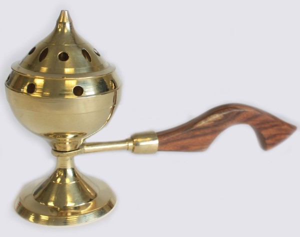 Encensoir laiton avec manche en bois