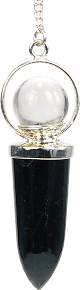 Pendule Pointe Tourmaline Noire et Bille de Cristal